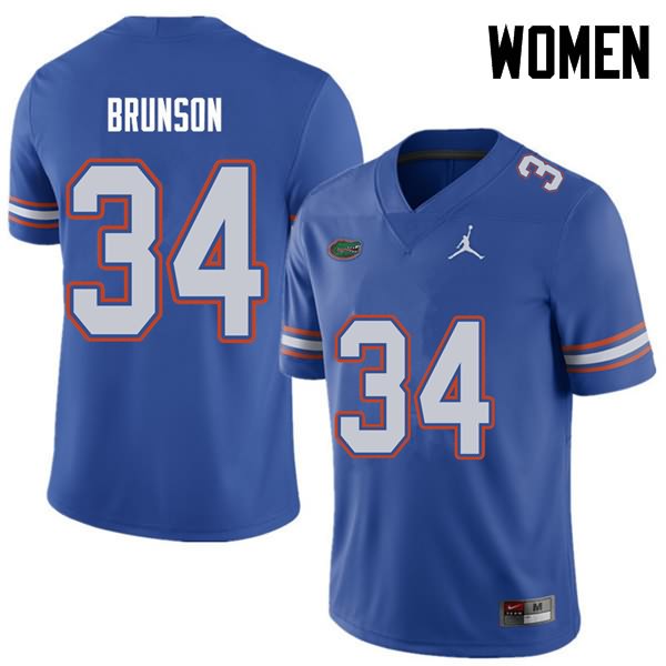 NCAA Florida Gators Lacedrick Brunson Women's #34 Jordan Brand Royal Stitched Authentic College Football Jersey ZVN3864HO